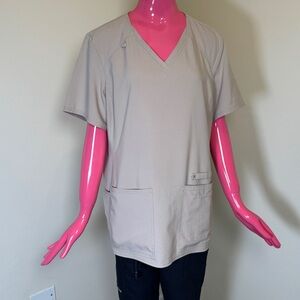 iFlex Taupe V-Neck Scrub Top | XL | Classic Fit